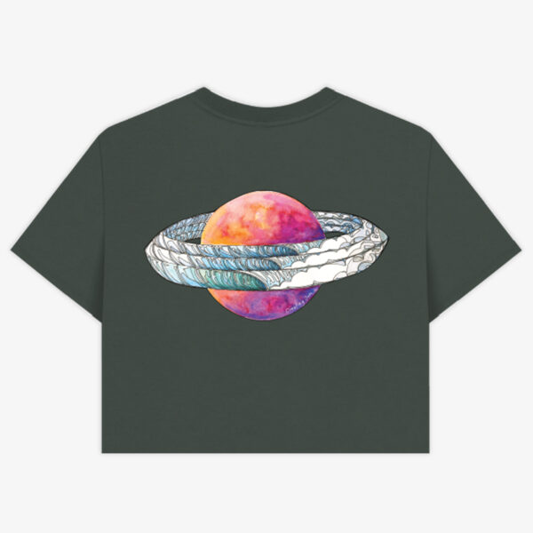 Charcoal Tee Back Planet Crop Saturn's Barrels Box-Crop