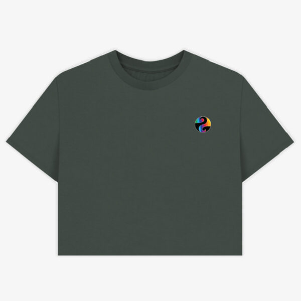 Charcoal Tee Front Planet Crop Saturn's Barrels Box-Crop