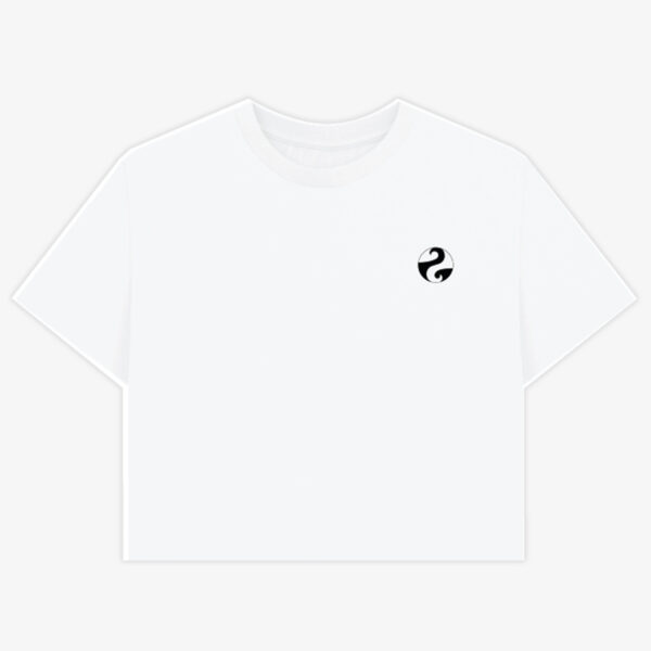 White Tee Front Big Blue Crop Big Blue Medicine Pill Box-Crop
